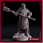 Half-Orc Fighter Rune Knight Cleric | 28mm, 32mm,54mm,75mm,100mm Scales | Player Character Mini | D&D 5e Pathfinder Figurine | Flesh of Gods - Only-Games