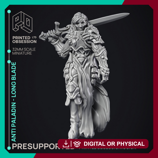 Anti Paladin - Long Blade - PRESUPPORTED - Hell Hath No Fury - 32mm scale - Only-Games