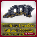 Double Arch Window - Half Arch Door: Ancient Ruins Terrain Set