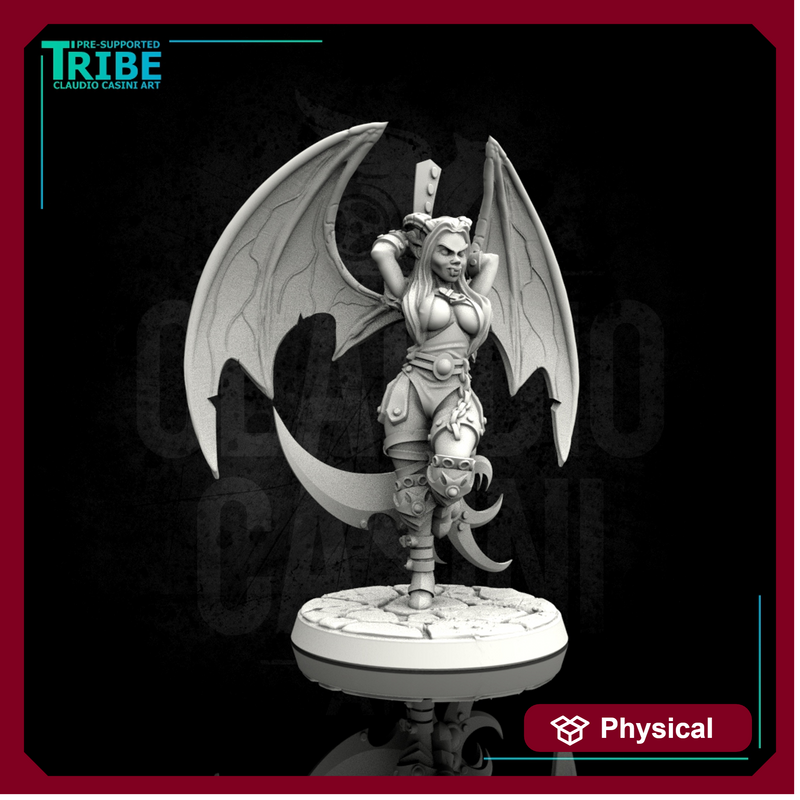 (0052) Female human elf tiefling vampire succubus warrior with scythe