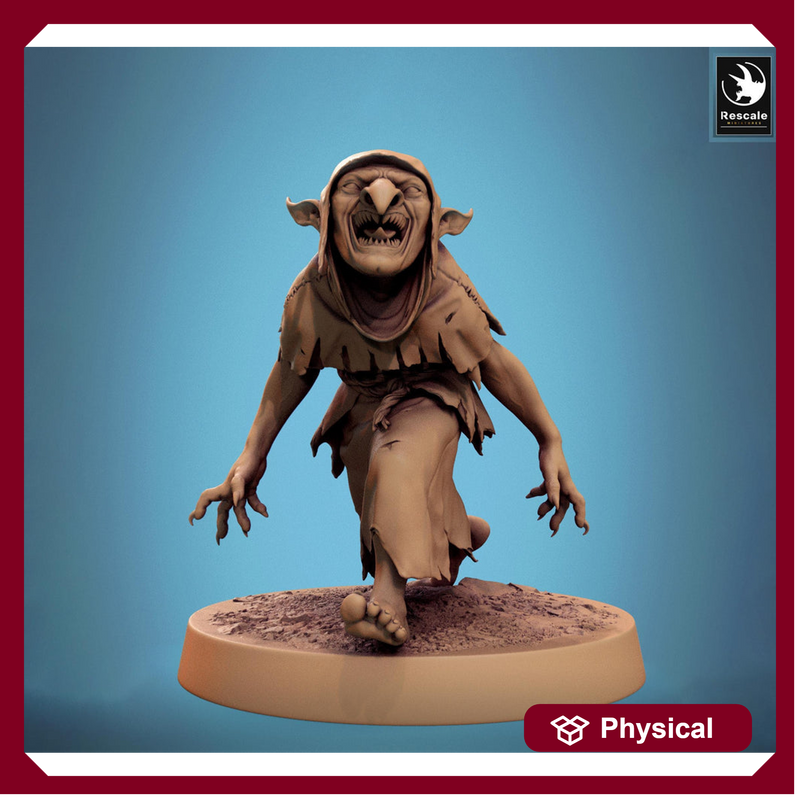 Goblin Shaman Sorcerer | D&D 5e UNPAINTED | 28mm, 32mm,54mm,75mm, 100mm scale| Pathfinder | Figure for Painting| Rescale Miniatures - Only-Games