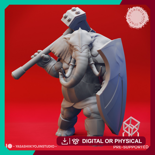 Loxodon Barbarian - Tabletop Miniature (Pre-Supported) - Only-Games
