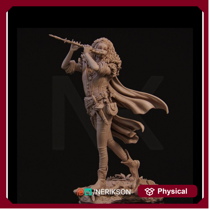Female Human Bard PC / NPC Unpainted Miniature | 28mm, 32mm,54mm,75mm, 100mm Scales | Dungeons and Dragons Pathfinder | NERIKSON - Only-Games