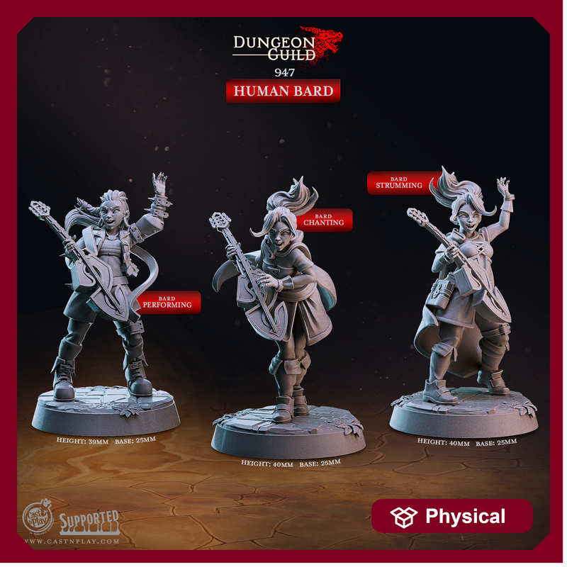 Human Bards - Dungeon Guild - CastNPlay - Terrain Wargaming D&D DnD 28mm 32mm 40mm 54mm