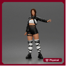 Woman Posing With Arm Extended In Crop Jacket Bralette Leather Shorts And Strappy Boots
