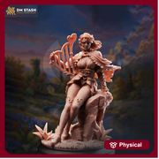 Female Bard Miniature with Harp | Fantasy Rpg Bard PC NPC | DnD UNPAINTED Resin - Only-Games