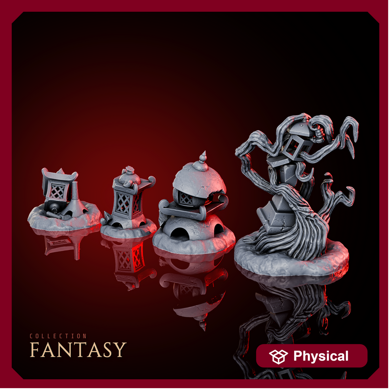 Eastern Temple Stone Lamps 2 Pack - Only-Games