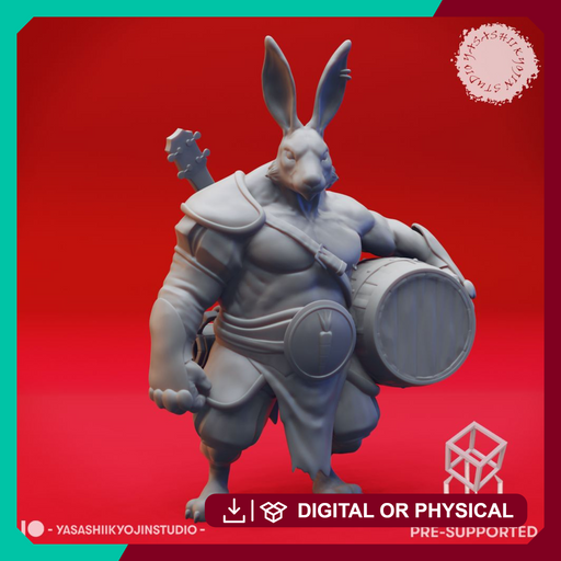 Rabbitfolk Bard-barian - Tabletop Miniature (Pre-Supported) - Only-Games