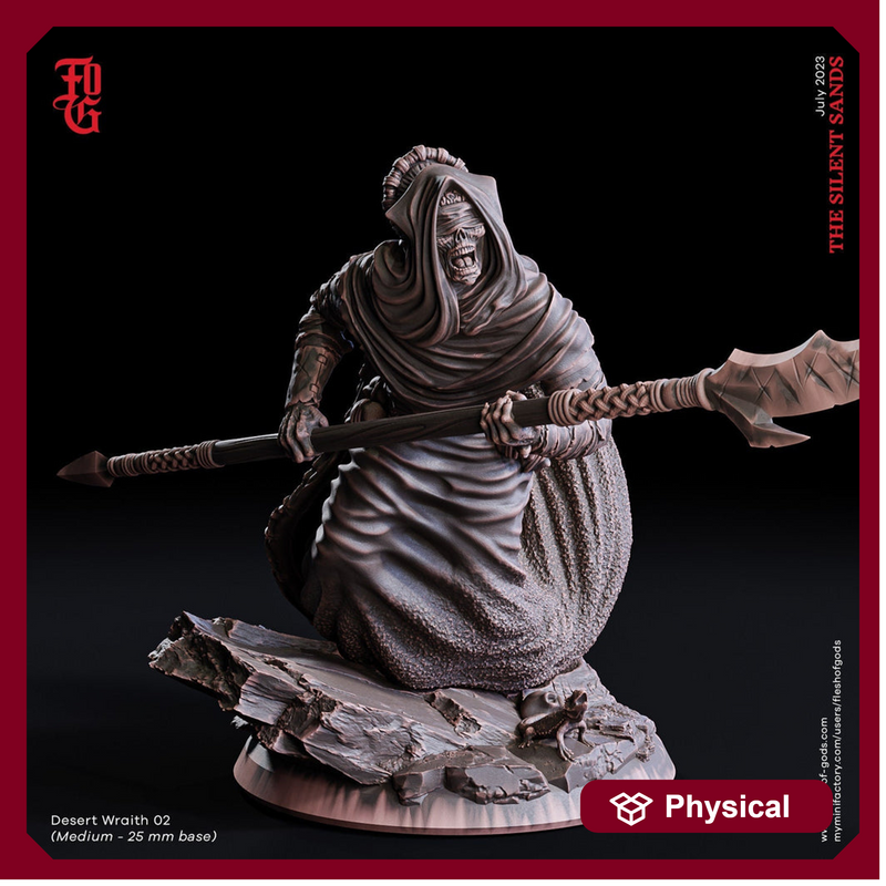 Desert Wraith Incorporeal Undead Lich Monster Miniature | 28mm,32mm,54mm,75mm,100mm Scale | Figurine D&D 5e | Flesh of Gods - Only-Games