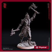 Undead Wight Death Knight Monster with 2 Axes Miniature | 28mm,32mm,54mm,75mm,100mm Scale |Figurine D&D 5e |Pathfinder Undead| Flesh of Gods - Only-Games