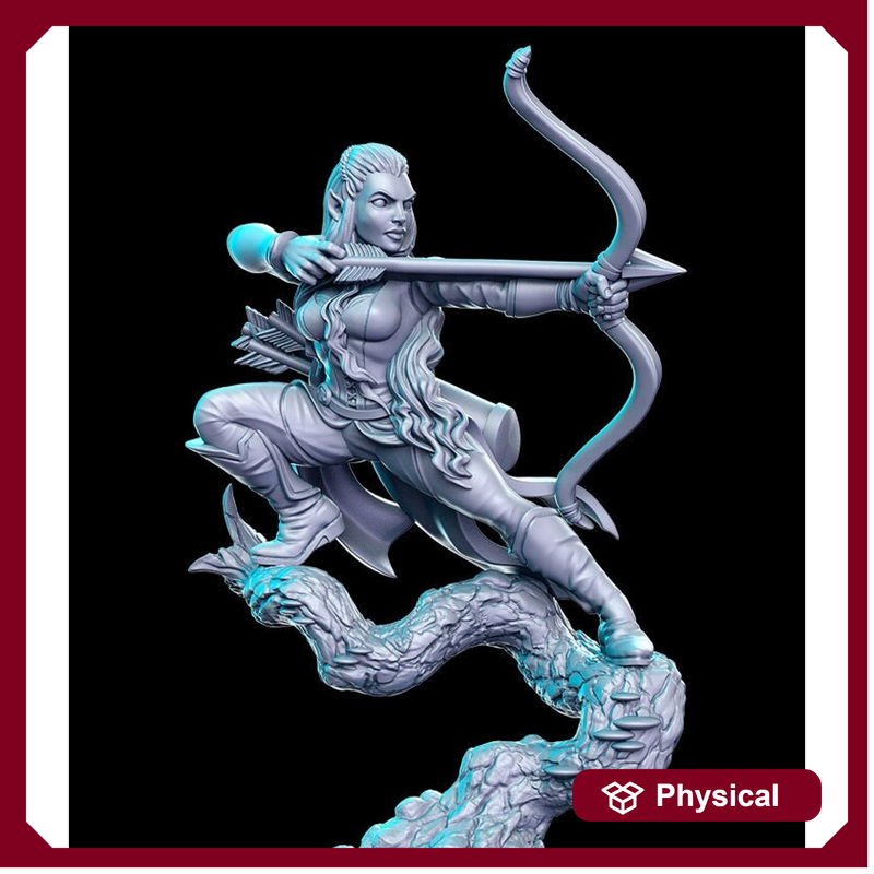 Female Elf Archer Sharpshooter Fighter Ranger | 28mm Scale | 32mm Scale | 75mm Scale | Minis - D&D 5e - Pathfinder Sexy Figurine- RN Estudio - Only-Games