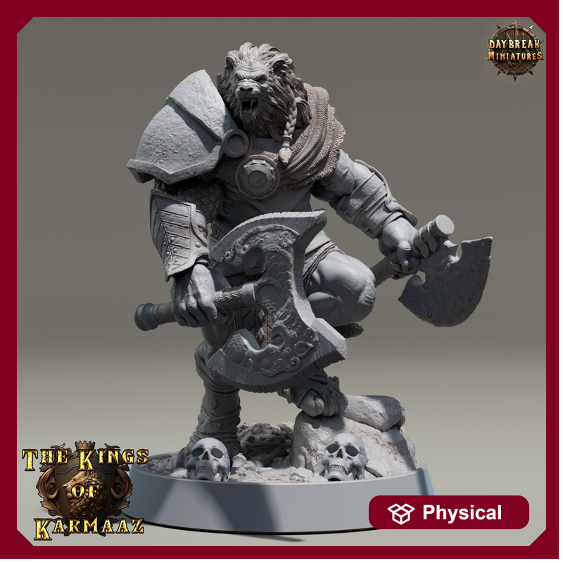 Leonin LionFolk Fighter Paladin | 28mm, 32mm, 54mm, 75mm Scales,100mm Tall | Dungeons and Dragons D&D 5e | Pathfinder| Daybreak Miniatures - Only-Games