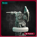 (0158) Male dwarf warrior with a shield and an arm-blade