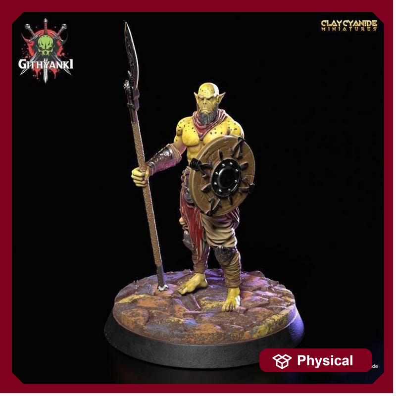 Githyanki Fighter Warrior Polearm and Shield UNPAINTED Resin Miniature | 28mm, 32mm,54mm,75mm,100mm Scale  |Dungeons & Dragons |Clay Cyanide - Only-Games