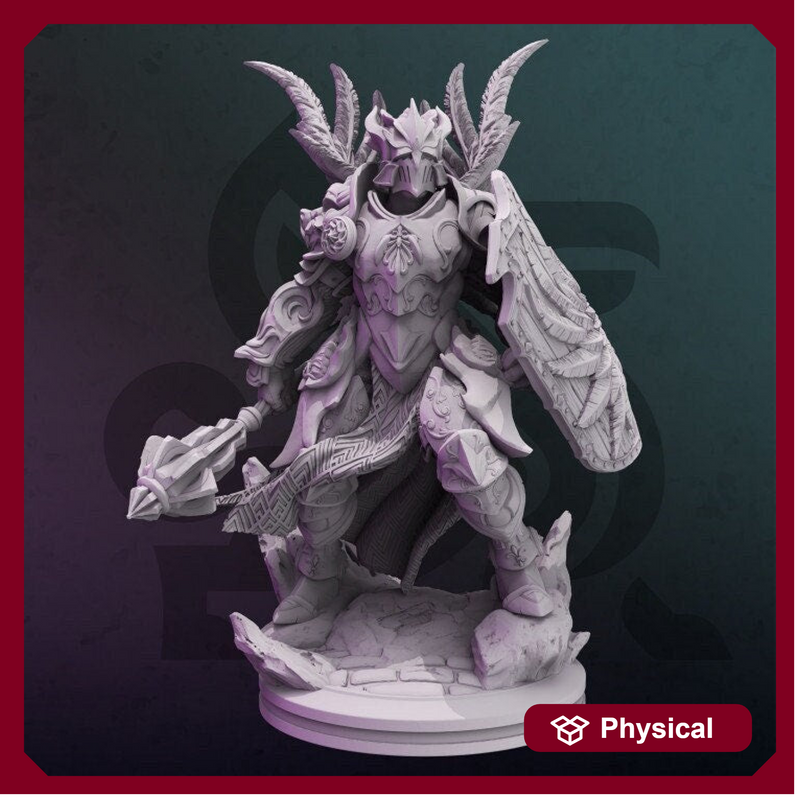 Human Cleric Paladin Mace. Unpainted Miniature | 28mm, 32mm,54mm,75mm,100mm Scales | Dungeons and Dragons Pathfinder |DM Stash - Only-Games