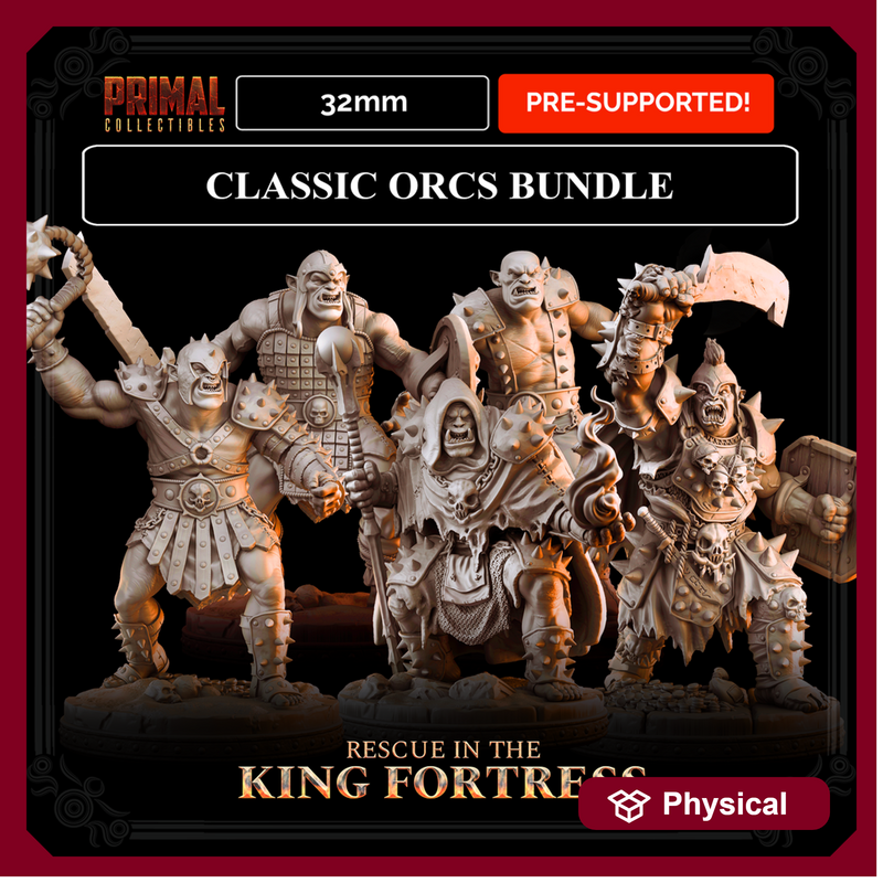 5 miniatures - 32mm - Classic Orcs Bundle - RESCUE IN THE KING FORTRESS  - MASTERS OF DUNGEONS QUEST