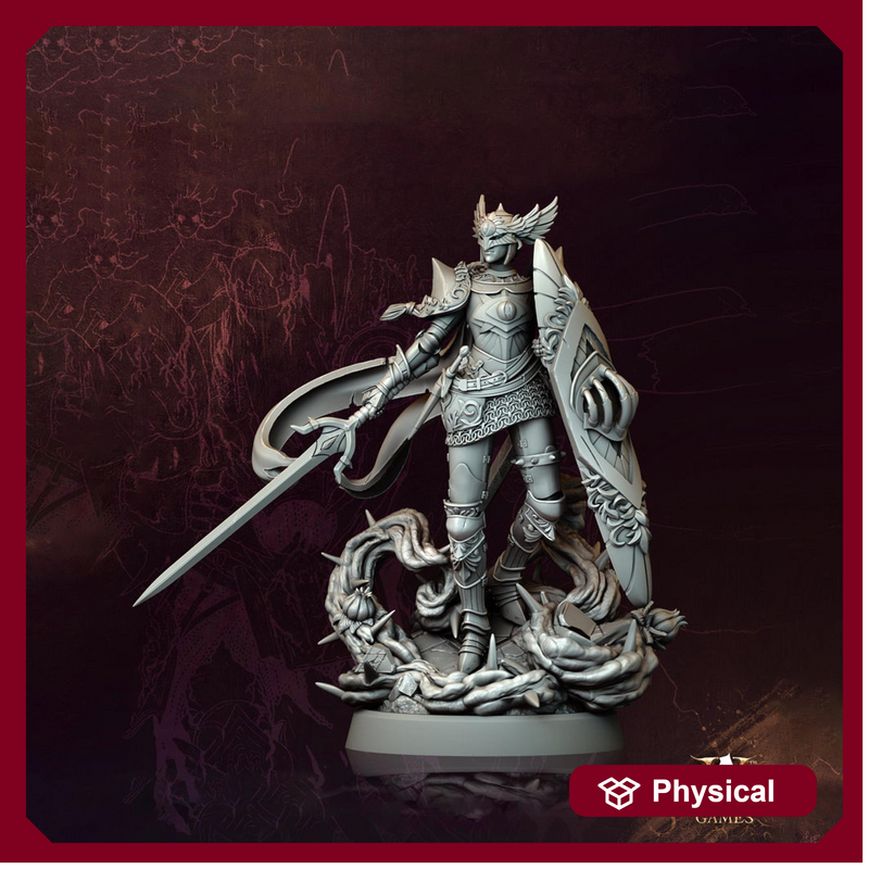 Knight Miniature | Shield Warrior Figure | Unpainted Resin Collector Display - Only-Games