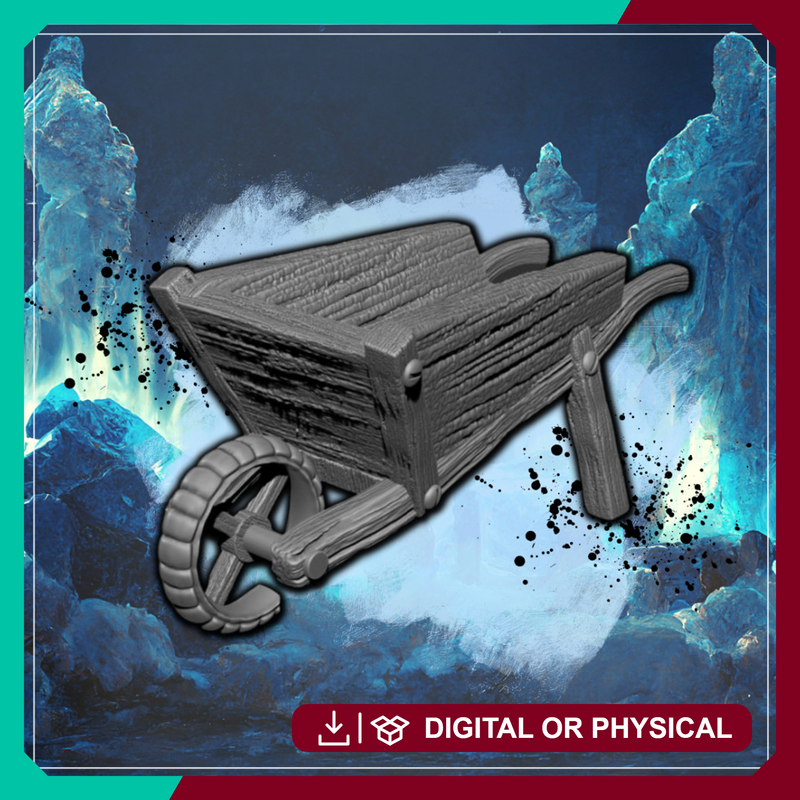 Wooden Wheelbarrow - Farm Prop STL, DnD & Wargaming Terrain