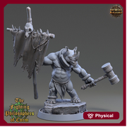 Rhinokin, Rhino-folk Warrior  Scales: 28mm, 32mm,54mm,75mm | D&D 5e Megaboss | Dungeons and Dragons | Pathfinder | Daybreak Miniatures - Only-Games