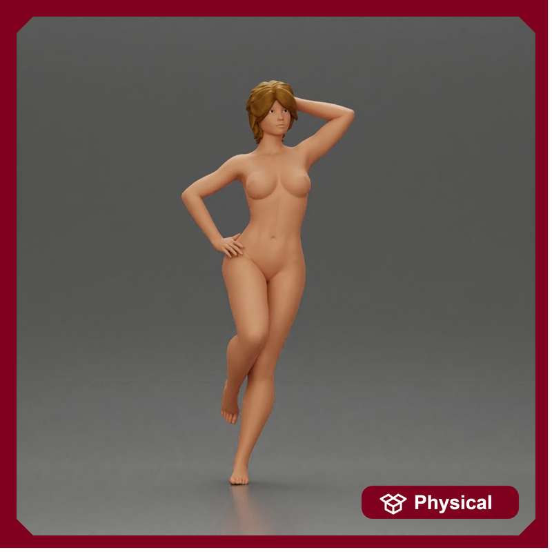 Naked girl with short hair leaning on a car - Only-Games