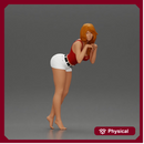 Confident Girl in Red Top and White Shorts, Posing Playfully