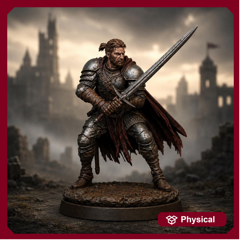 Human Fighter Unpainted Miniature, Aldric Greatsword Fighter, PaintedOrNot Original Resin Mini for DnD 5E - Only-Games