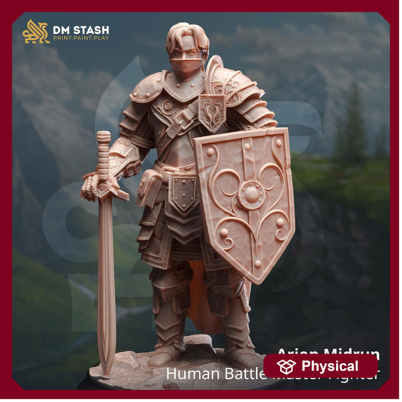 Male Human Fighter Battlemaster, Paladin PC / NPC | 28mm, 32mm,54mm, 75mm, 100mm Scales | Dungeons and Dragons | Pathfinder | DM Stash - Only-Games