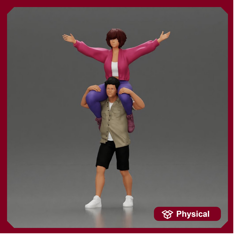 Man in shorts carrying girlfriend on shoulders girl being carried on the man's shoulders - Only-Games