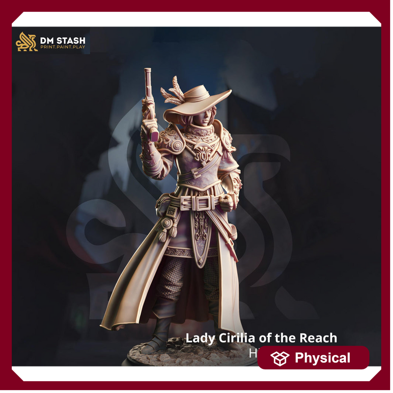Human Female Fighter, Gunslinger Witch Hunter, Inquisitor| Unpainted Miniature | 28mm, 32mm, 54mm,75mm, 100mm Scales | Pathfinder | DnD | - Only-Games