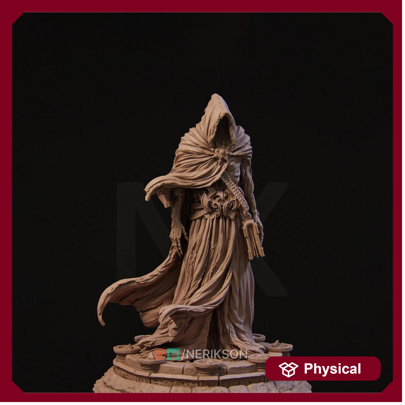 Undead Sorcerer Miniature | Hooded Lich | 5 Sizes Unpainted Resin Figure - Only-Games