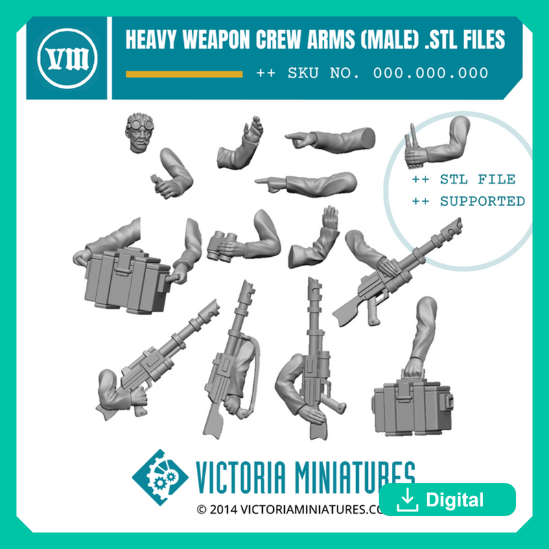 Heavy Weapon Crew Arms (male) .STL Download - Only-Games