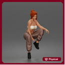 Stylish Woman Sitting Confidently in Trendy Tube Top and Pants 1-24