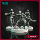 (0118) Female android robot cyborg ninja assassin sci-fi with knives three pose