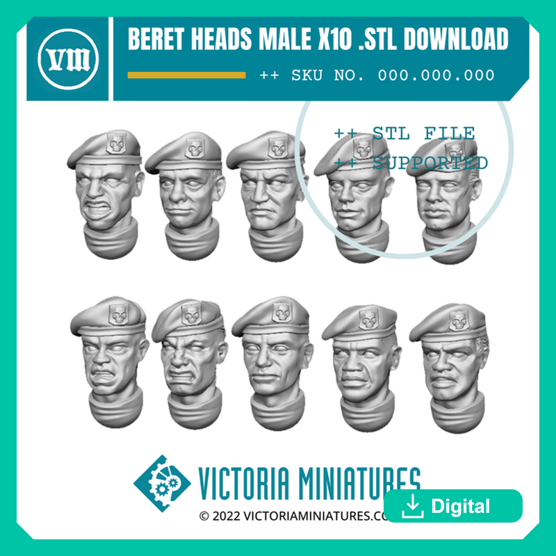 Beret Heads Male for plastic Kasrkin x10 - Only-Games
