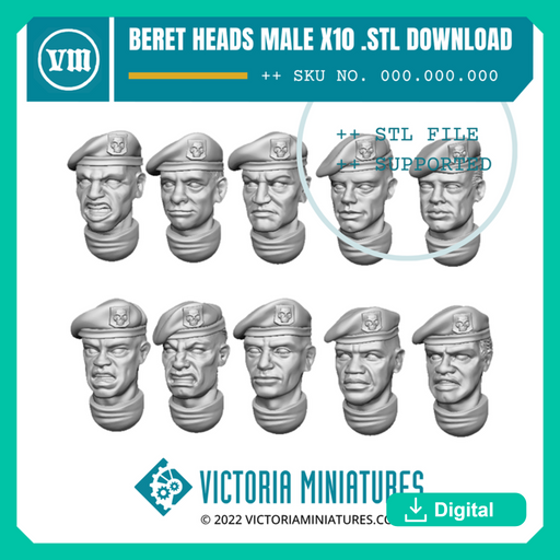 Beret Heads Male for plastic Kasrkin x10 - Only-Games