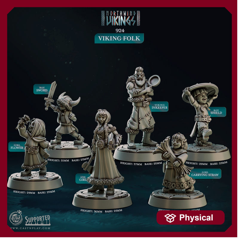 Viking Folk - Northwind Vikings - CastNPlay - Terrain Wargaming D&D DnD 28mm 32mm 40mm 54mm