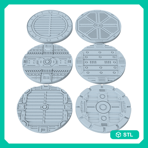 Sci-Fi Grated Floor Base Toppers – 32mm Round Bases - Only-Games