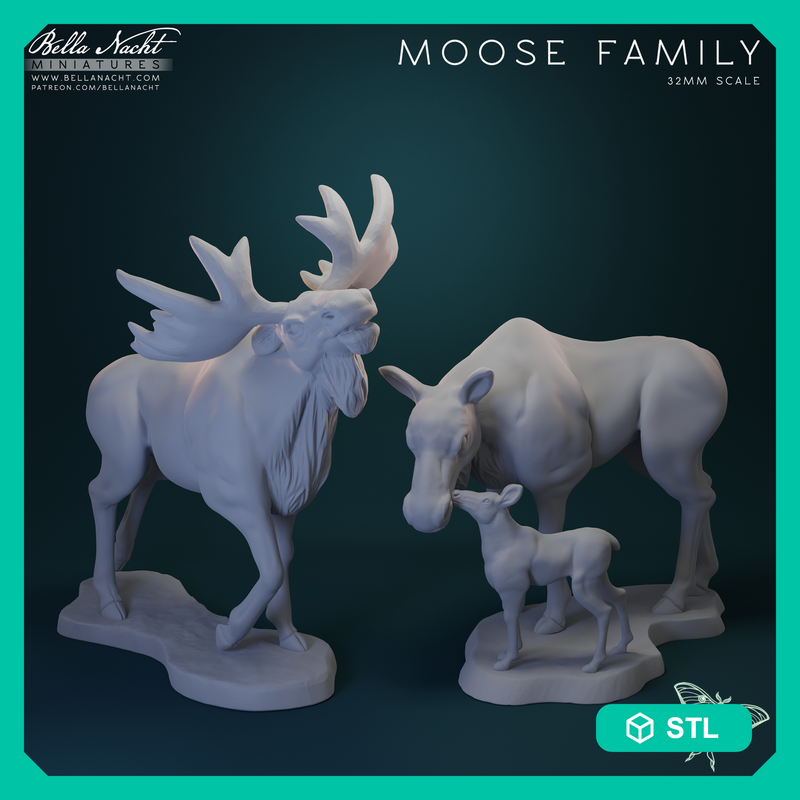 Moose Family | 32mm STL - Only-Games