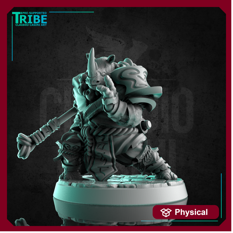 (0278) Male rhinoceros monk shaolin warrior with a stick - Only-Games