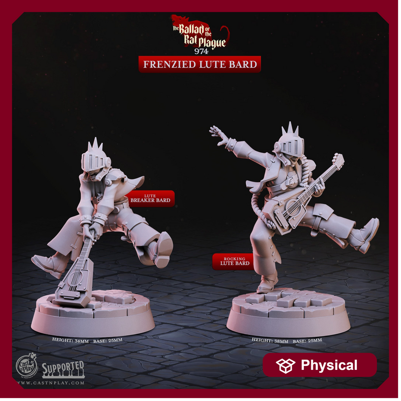 Frenzied Lute Bard - The Ballad of the Rat Plague - CastNPlay - Terrain Wargaming D&D DnD 28mm 32mm 40mm 54mm
