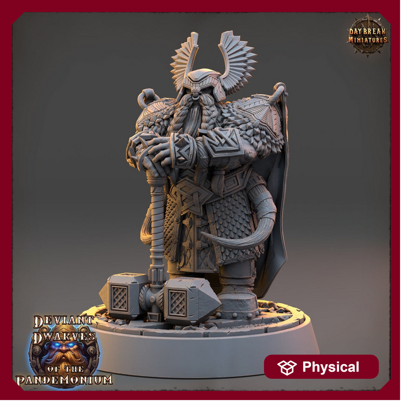 Dwarf Duergar Fighter Hammer | D&D| 28mm,32mm,54mm, 75mm, 100mm Scale | Pathfinder Mini for Painting | Daybreak Miniatures - Only-Games