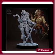 Human Female Rogue Swashbuckler, Fighter PC / NPC D&D Unpainted | 28mm,32mm,54mm,75mm,100mm |Dungeons and Dragons Pathfinder|Mammoth Factory - Only-Games