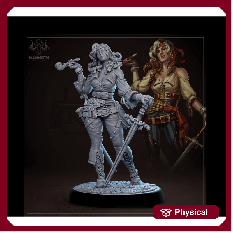 Human Female Rogue Swashbuckler, Fighter PC / NPC D&D Unpainted | 28mm,32mm,54mm,75mm,100mm |Dungeons and Dragons Pathfinder|Mammoth Factory - Only-Games