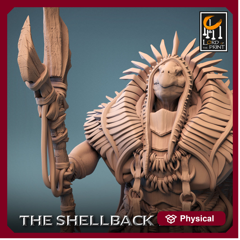 Tortle Druid Cleric Monk PC NPC | 28mm, 32mm,54mm,75mm, 100mm Scales | Player Character Mini -D&D 5e Pathfinder Figurine | Lord of the Print - Only-Games