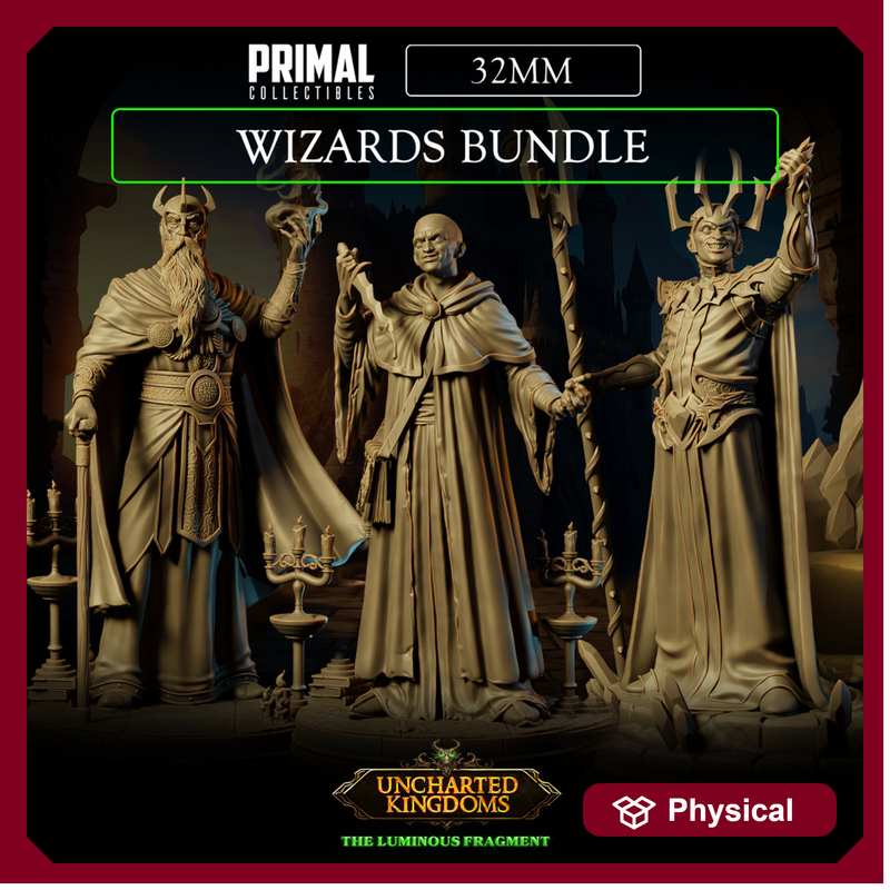 3 miniatures - 32mm - Wizards Bundle - Uncharted Kingdoms