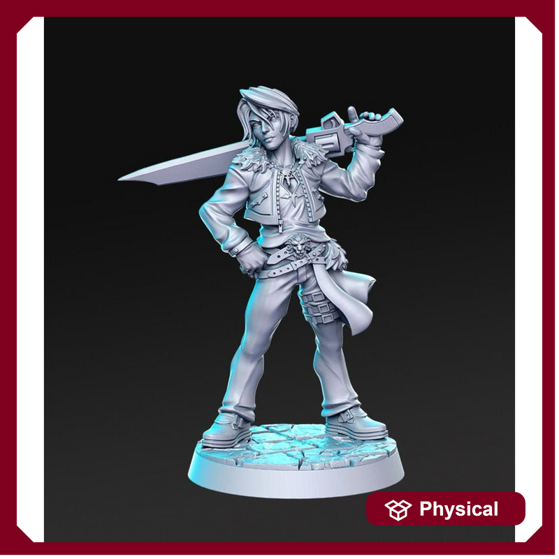 Fighter Gunslinger Cal Lionclaw Classic JRPG | 28mm,32mm,75mm Scale | Unpainted resin Figurine D&D Tabletop Fantasy Miniature Gaming - Only-Games