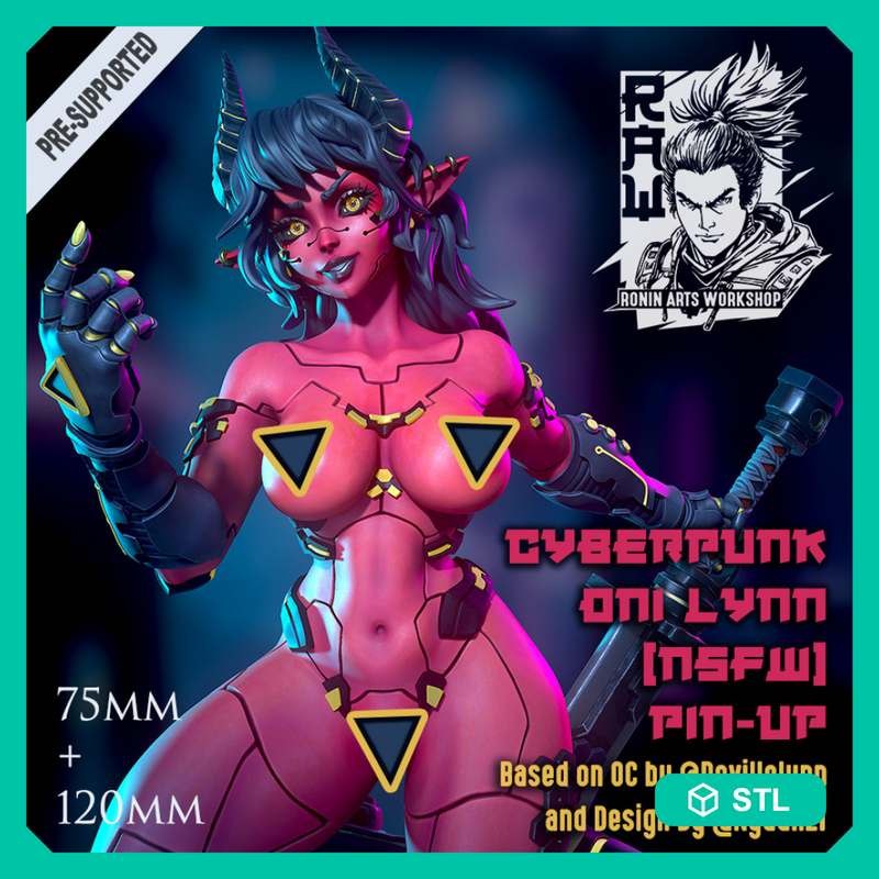 Cyberpunk Oni Lynn - Pin Up (NSFW) - STL only
