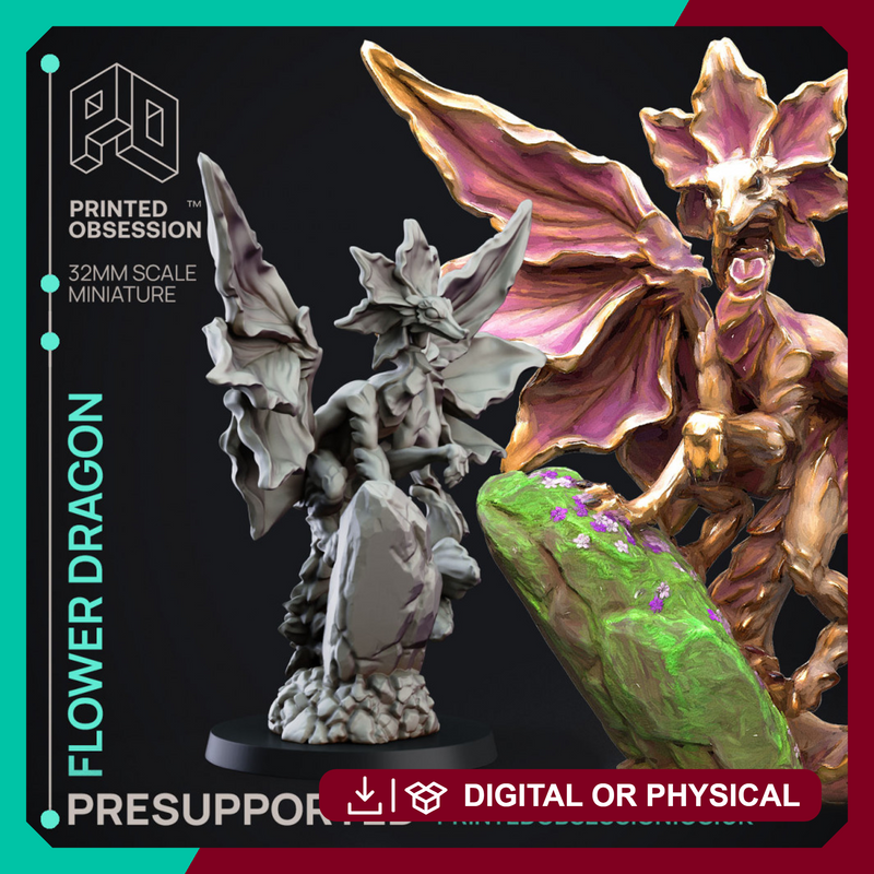 Flower Psudo Dragon - Elemental Familar - PRESUPPORTED - 32mm scale