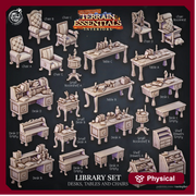 Library Set Desk, Tables and Chairs Scatter Props Terrain | Resin 28mm, 32mm| Dungeons &  Dragons 5e Miniature | Pathfinder RPG Tabletop DnD - Only-Games
