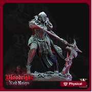 Female Vampire polearm Fighter | 28mm, 32mm, 75mm | DnD 5e Miniature | Dungeons and Dragons | Strahd Revenloft | Daughters Of Lilith | - Only-Games
